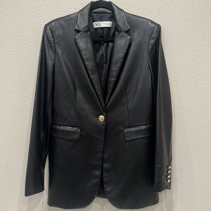 Zara Faux Leather Blazer
